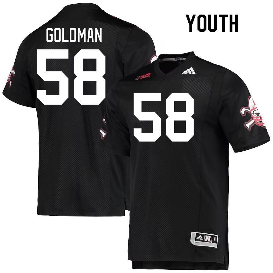 Youth #58 Mason Goldman Nebraska Cornhuskers College Football Jerseys Stitched Sale-Black